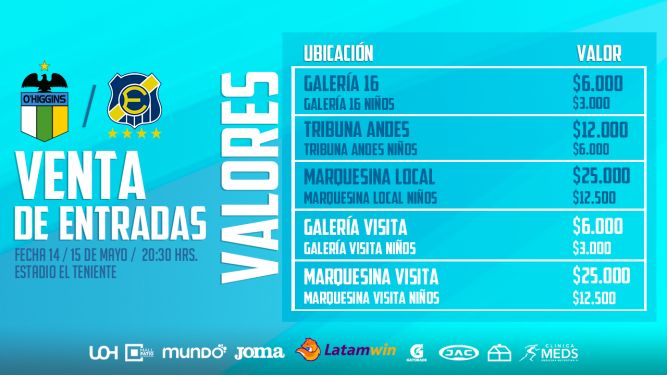 Venta de entradas: O'Higgins FC - Everton